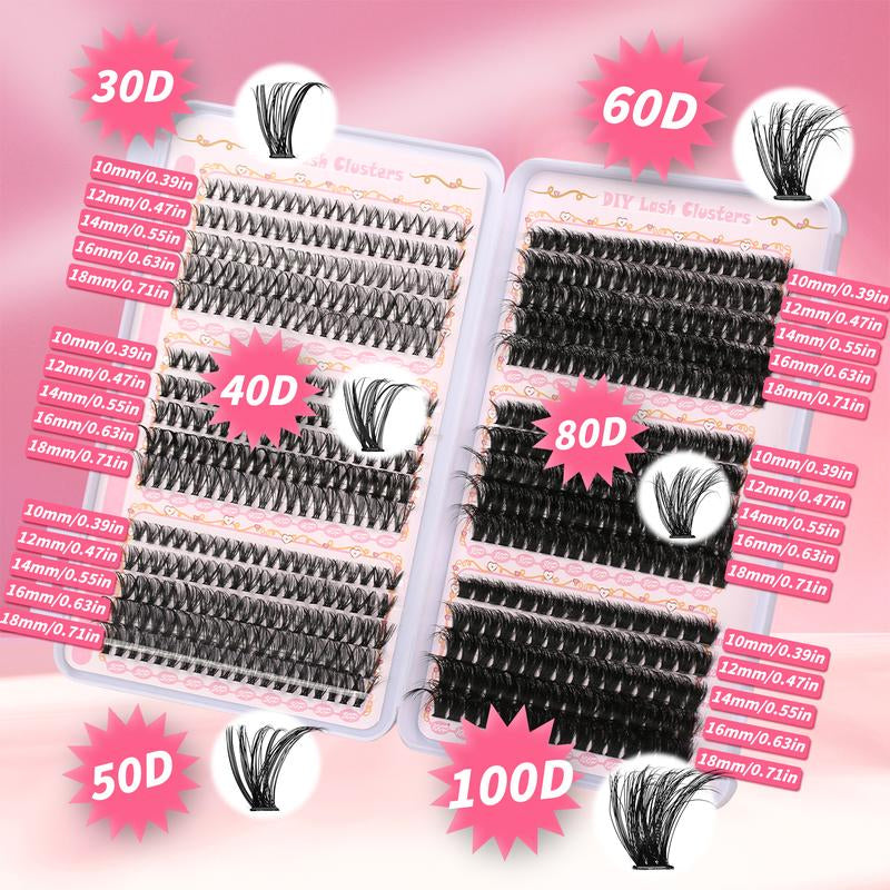 Lash Clusters Book 30D/40D/50D/60D/80D/100Dextensions Kit Lash Clusters Kit Eyelash Extension Kit Eye Lashes, Fairy Lash Clusters Extension Kit Lashes Clusters Kitwispy Manga Lashes, Individual Lashes Eyelash Extension Lashes Halloween Makeup