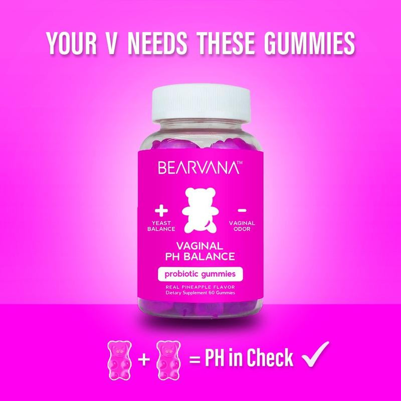 NEW BEARVANA PH Balance Gummies - Women'S Real Pineapple Flavored Vaginal Supplement - One Month Supply - Probiotics Vitamins