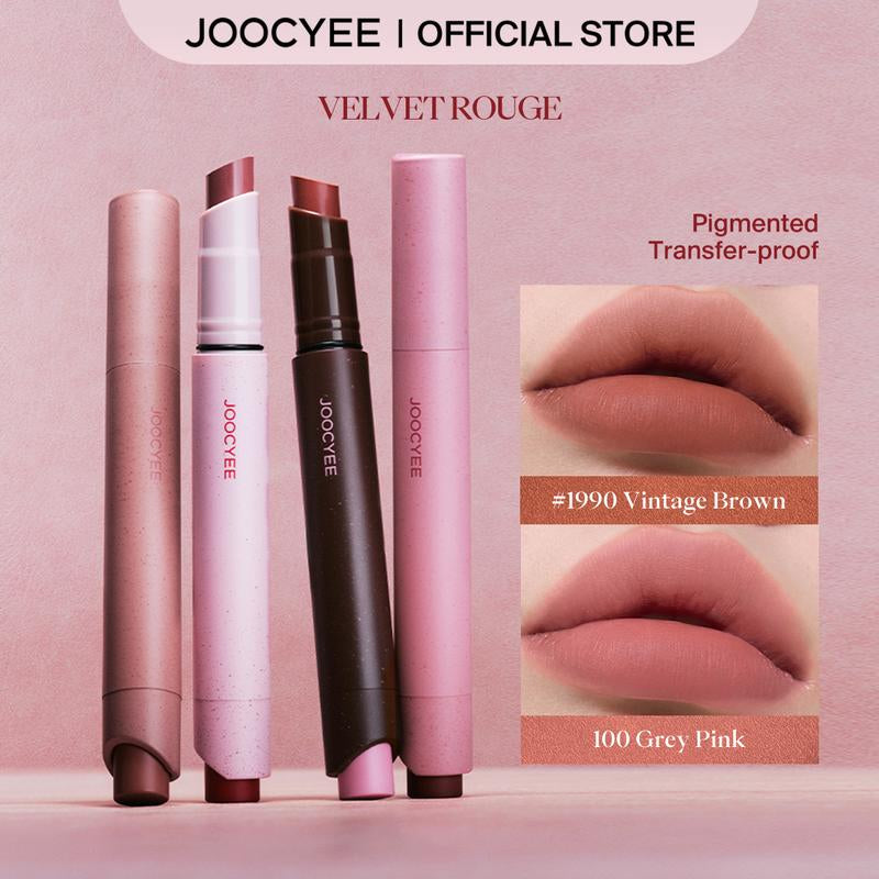 JOOCYEE Velvet Rouge Lightweight Non-Smudging Pigmented Transfer-Proof Cosmetic,Silky Mood Blur Lines Non-Drying Long Wear Beginner Friendly Multi Shades Giftable Portable Novel for Holidays Parties Masquerades