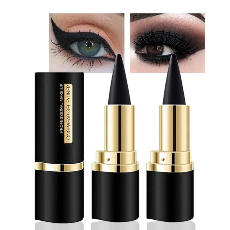 MISS ROSE 2Pcs Black Gel Eyeliner Pencil Set,Eye Linerwaterproof Smudge Proof, Cat Eye Makeupstencil,Eye Black Smokey Lettestick,Goth Halloween Makeup