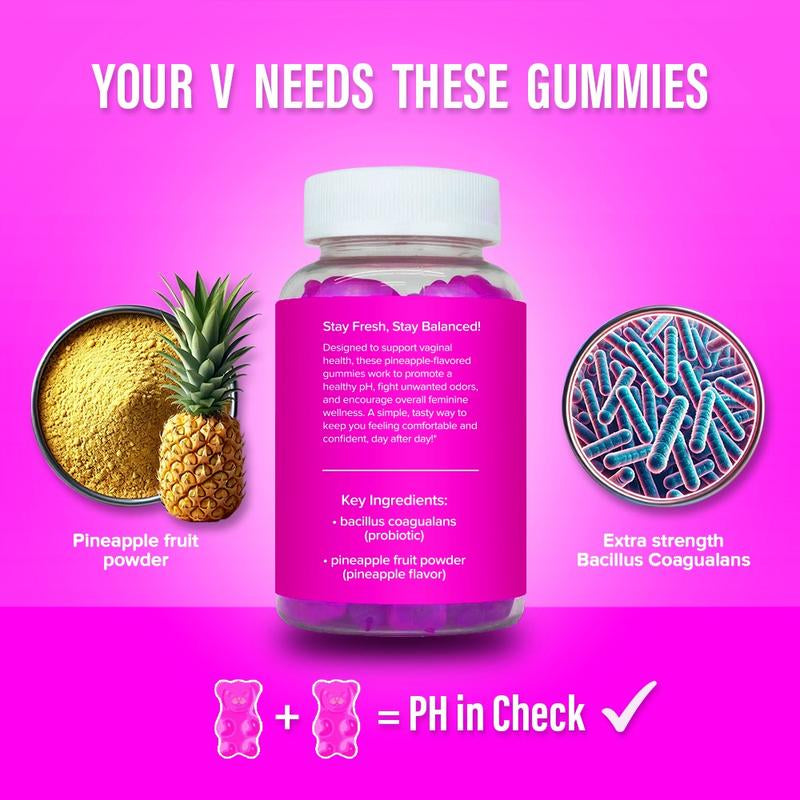 NEW BEARVANA PH Balance Gummies - Women'S Real Pineapple Flavored Vaginal Supplement - One Month Supply - Probiotics Vitamins