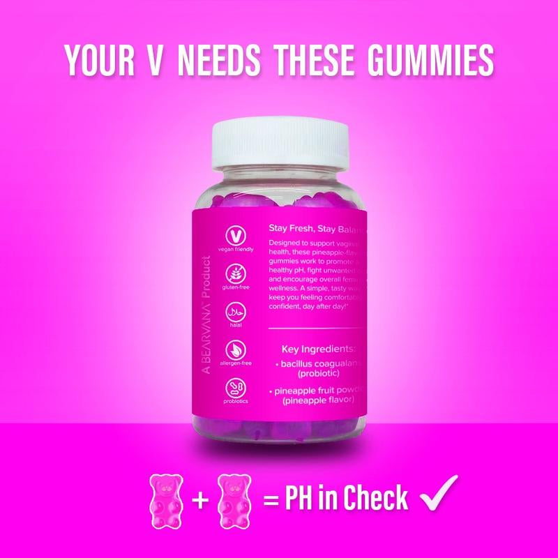 NEW BEARVANA PH Balance Gummies - Women'S Real Pineapple Flavored Vaginal Supplement - One Month Supply - Probiotics Vitamins