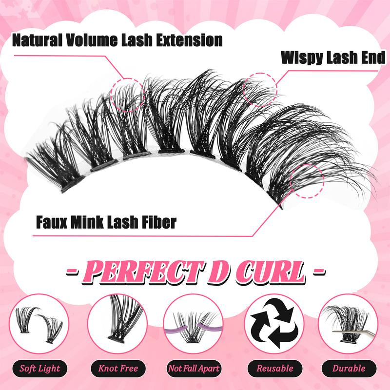 Lash Clusters Book 30D/40D/50D/60D/80D/100Dextensions Kit Lash Clusters Kit Eyelash Extension Kit Eye Lashes, Fairy Lash Clusters Extension Kit Lashes Clusters Kitwispy Manga Lashes, Individual Lashes Eyelash Extension Lashes Halloween Makeup
