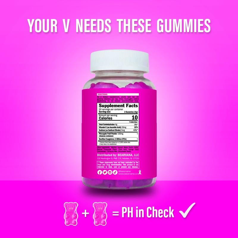 NEW BEARVANA PH Balance Gummies - Women'S Real Pineapple Flavored Vaginal Supplement - One Month Supply - Probiotics Vitamins